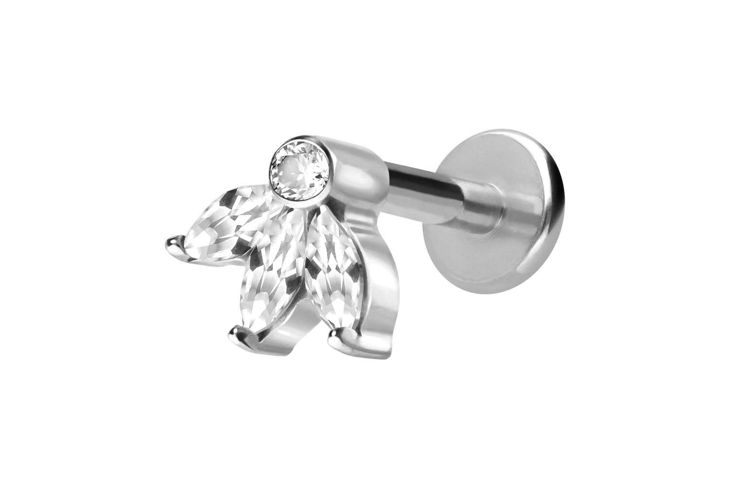 Titan Labret Piercing mit Innengewinde LOTUSBLÜTE